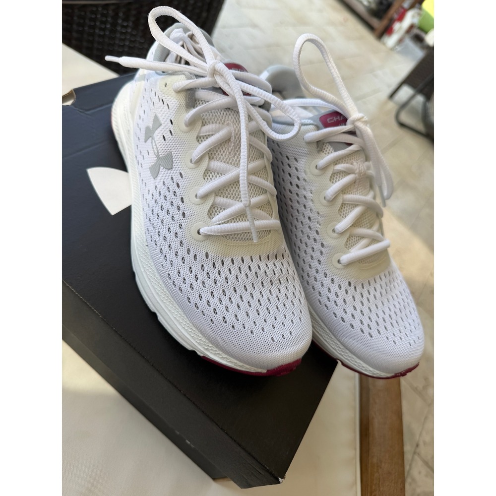 Under Armour Charged Impulse Womens Running Shoes White Gray 3021967-102 Size 7